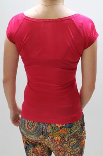 Silk tshirt red with lace