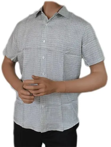 Silk Short-sleeved shirt checkered, 100% silk