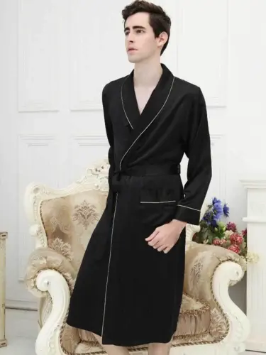 Silk Robe Black, 100% silk