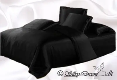 Silke sengesæt 22momme silke, 100% silke sort