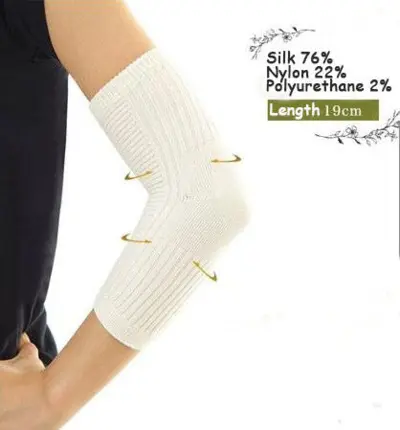 Silk elbow support, Silk 76% Nylon 22% 2% polyurethane, One size