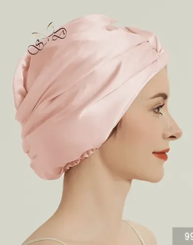 100% Silk Turban Night  cap Pink