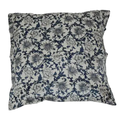 Silkepudebetræk med porcelæns mønster i blå og hvide farver, 19momme 100% mulberry silke