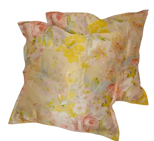 Silkepudebetræk med blomster i skønne farver, 19momme 100% mulberry silke