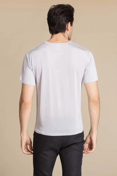 Silke tshirt, unisex 100% silk lysgrå