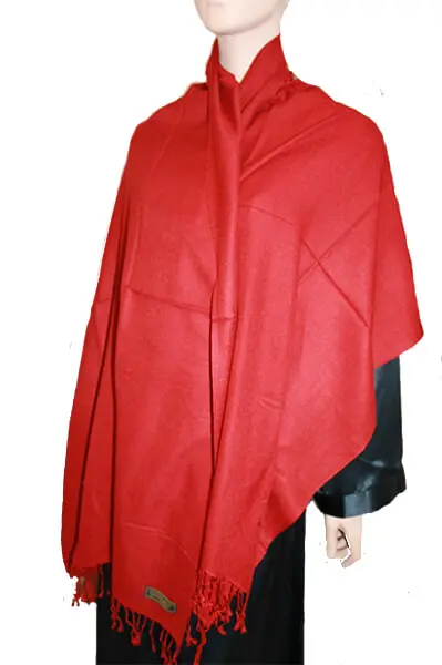Pashmina tørklæde 70% cashmere-30% silke rød