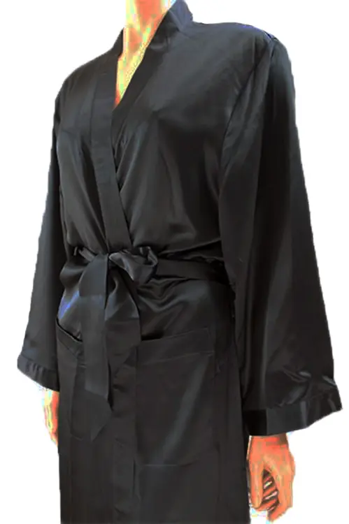 Silke kimono lang-sort 100% silke