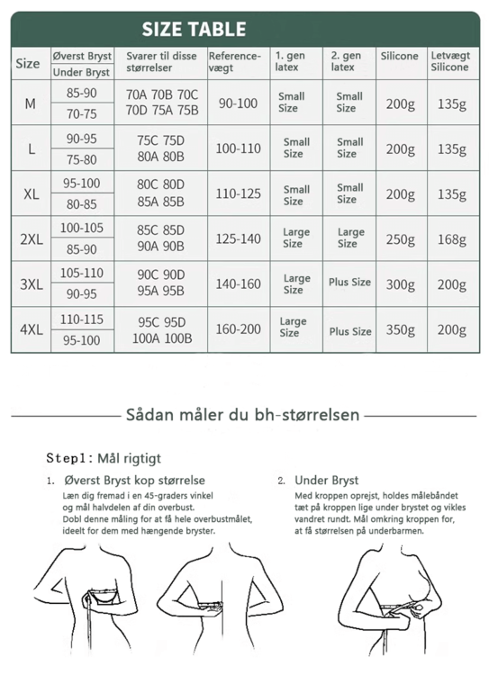 Silke ProteseBH størrelsesguide