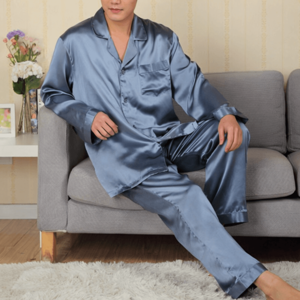 Silke Pyjamas DueBlå, 19momme 100% Mulberry silke