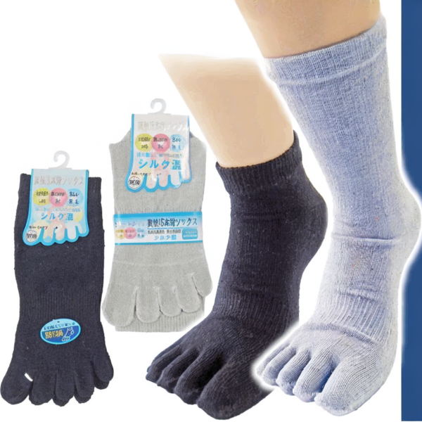 Silkeblend 5‑tåstrømper – bløde, åndbare og komfortable hele dagen. Perfekt pasform, effektiv svedabsorbering og luksuriøs følelse til både hverdag og sport.