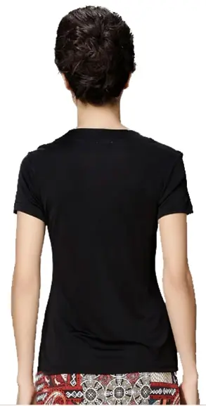 Seide T-Shirt mit V-Ausschnitt schwarz 100% seide