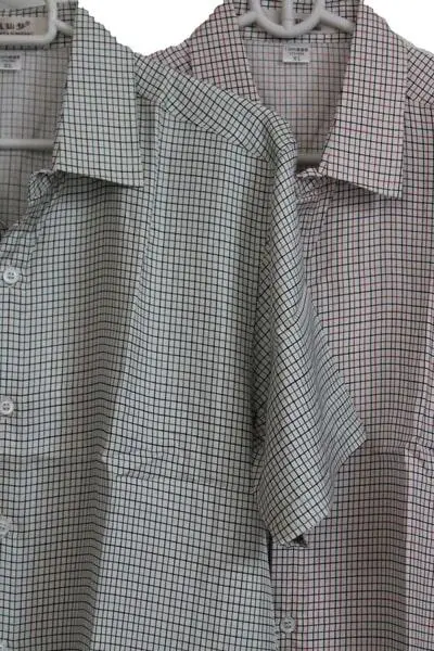 Silk Short-sleeved shirt checkered, 100% silk