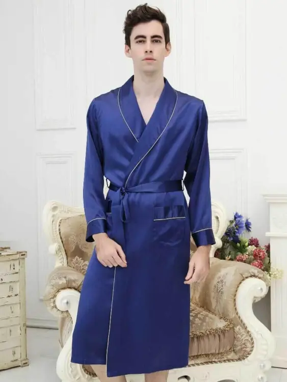 Silk Robe Blue, 100% silk