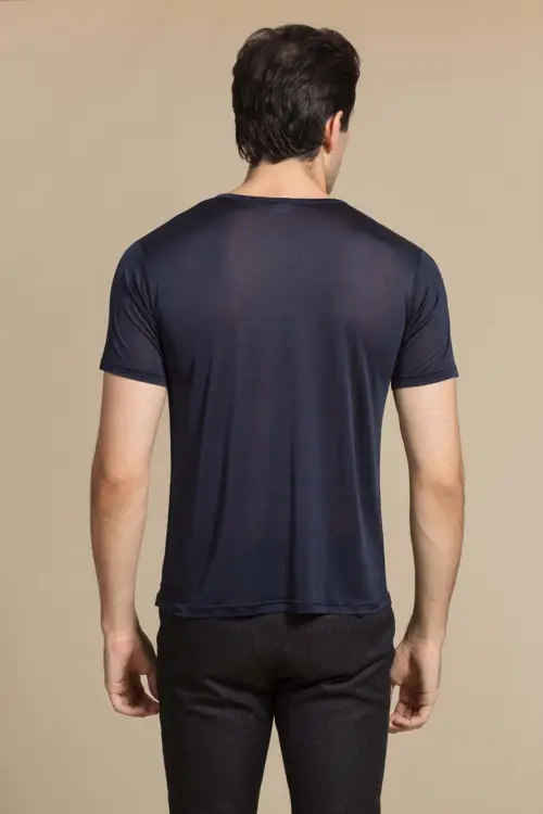 Silk tshirt dark blue, 100% Silk, Unisex