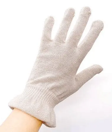 Silke Handske løs strikket 100% silke beige
