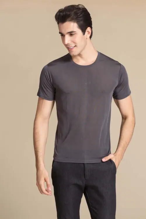 Silk tshirt, 100% Mulberry silk, Unisex, Grey