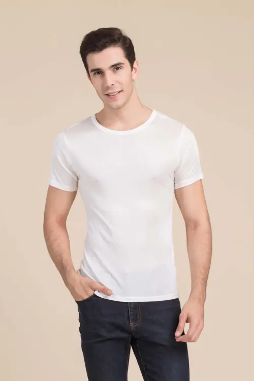 Silke tshirt unisex, 100% silke hvid