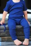 Silke tshirt børn 100% Mulberry Silke i farven blue