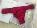 Silk thong red with lace in 100% cocoon silk, incredible quality. Anti-microbial, luxurious, soft and breathable.