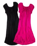 Silke jersey natkjole onesize sort - pink 100% silke