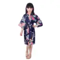 Kimono mit Pfauendruck, Seidenimitation (100% Polyester)