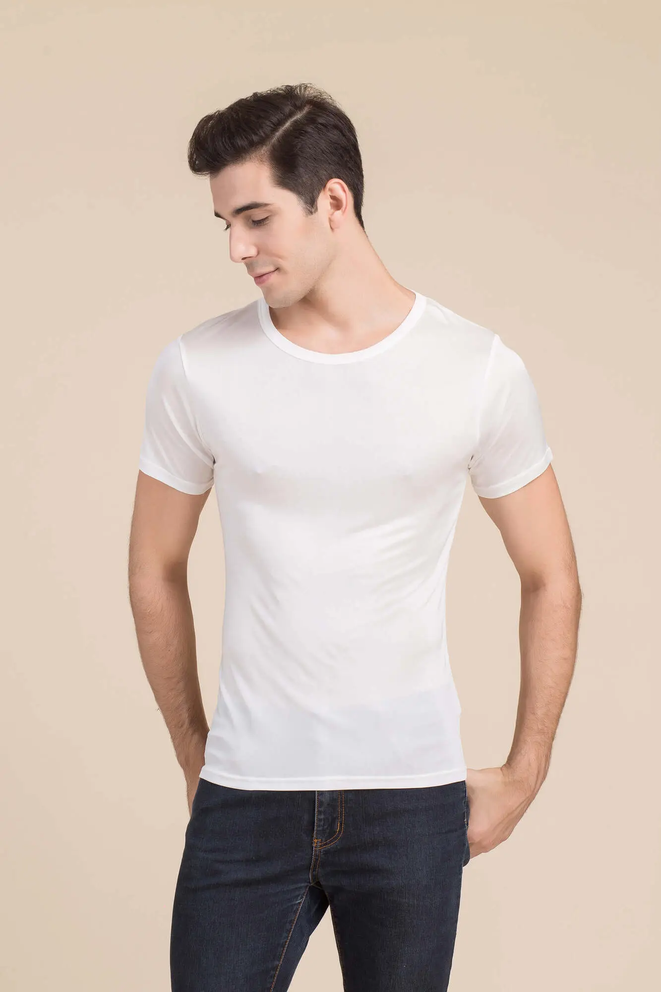 fokus oplukker Tredive silke t-shirt hvid unisex - Køb online, stort udvalg