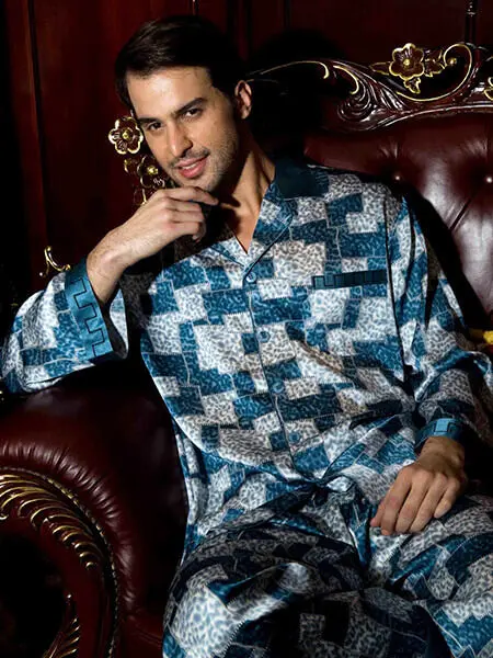 Silk mens pajamas - print
