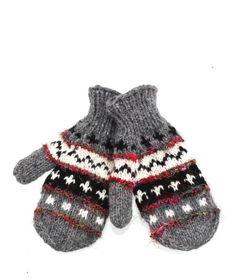 Hand-knitted wool-silk mittens