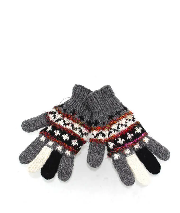 Hand Knitted Wool - Silk FingerGloves